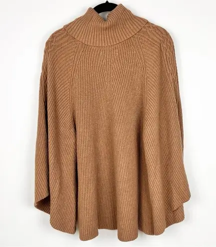 Anthropologie Kali Poncho Cable Knit Turtleneck Sweater XS/S Honey Tan Boho - Image 7