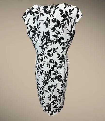 Preston & York Dress Ivory White Black Floral Leaves sz 14