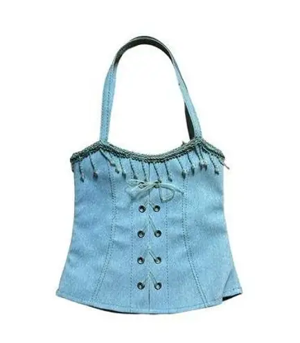 Handmade Vintage Corset Handbag With Beaded Trim