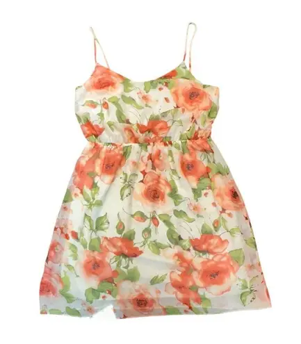Soprano Floral Spaghetti Strap Chiffon Round-Neck Dress - Size Large ***Item: 0
