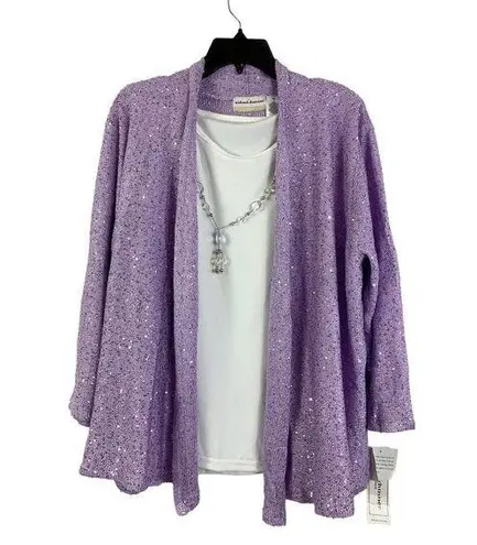 Alfred Dunner Women's Casual Lilac & White Tank & Cardigan