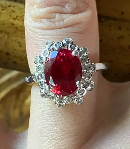 Lab Created Red Sapphire Sterling Silver Cocktail Ring