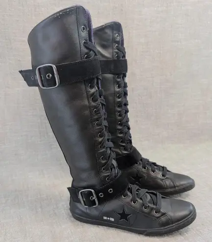 Converse OS LO PRO XXHI Black Leather Knee High Lace Up Boxing Boot Womens 6.5