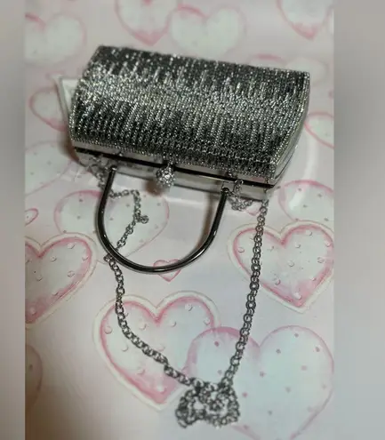 Nordstrom NWT Prezzo Sparkle Jeweled Silver Evening Bag Clutch Crossbody Purse