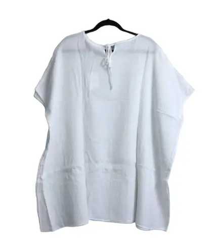 ANDIE NWT Magdalena Kaftan White Textured Short Sleeve Tie Back Loose Fit S/M