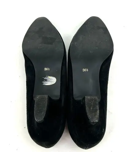 YSL  Yves Saint Laurent Black Suede Bowtie Kitten Heel Pumps Women's 6.5 US