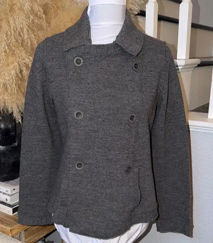 Eileen Fisher  Merino Wool Bark Felted Double-knit Pea Jacket Size Small