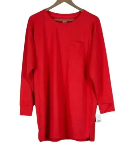 NWT Jenni Cozy Soft Sleepshirt Womens M Orange Ribbed Long Sleeve Lounge Hygge Red Size M