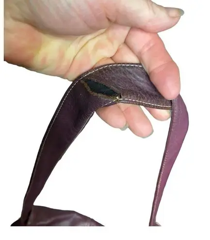 Levenger Shoulder Bag Large Medium Maroon Burgundy Fold Over Chic Purse Saddle