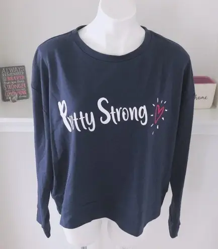 Earl Jean Crew Neck Navy Sweatshirt “Pretty Strong” Pullover Sweater Size M NWT