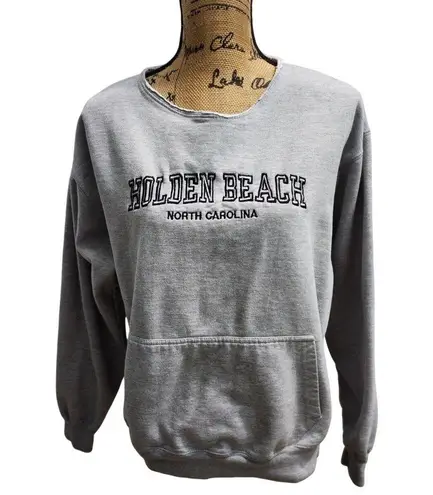 Holden Beach Sweatshirt Pullover Crewneck Pocket Gray Comfy Casual Size M Size M