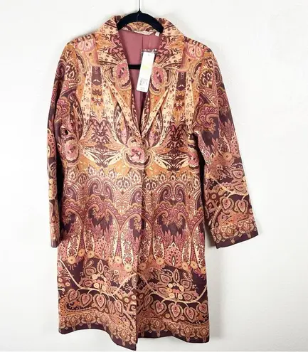 Soft Surroundings Suede Multicolored Long Sleeves Lined Tapestry Jacket Medium