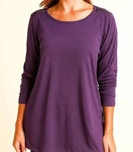 ABS Allen Schwartz Long Sleeve Tunic w/Zipper at Shoulders Size Large Purple EUC