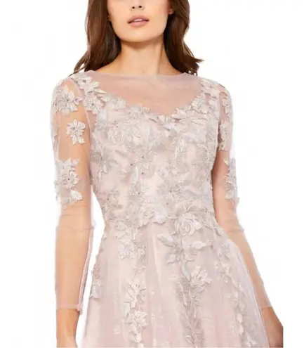 Mac Duggal NWT 30681 Sheer Neckline Illusion Sleeve Dress Sz 4 $598