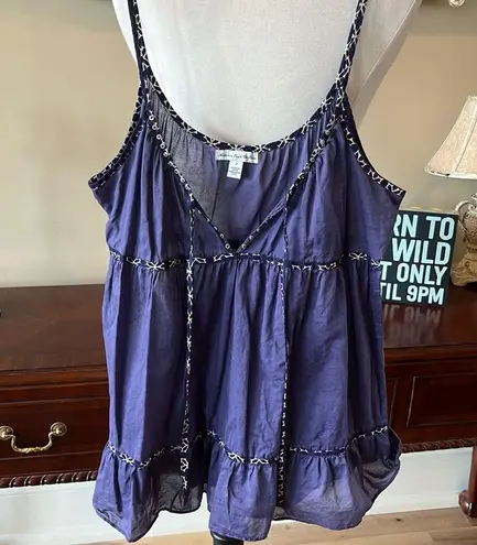 American Eagle  Blue Peplum Retro Top