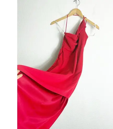 Katie May Bananas Midi Dress Size Small Cherry Red Asymmetric One Shoulder