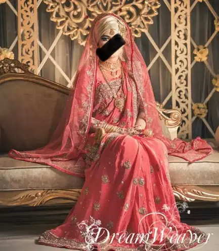 Pakistani indian heavy wedding full set dress /sari Pink
