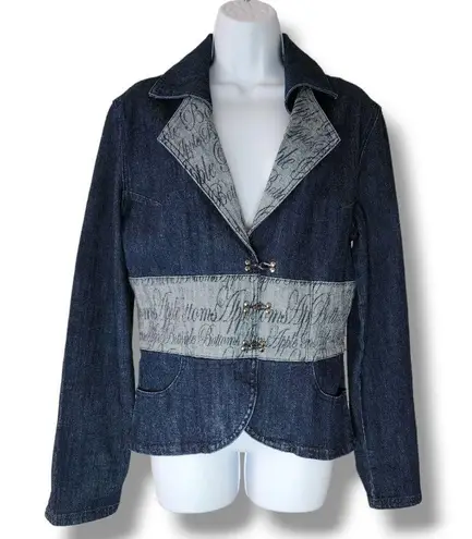 Apple Bottoms Two-Tone Stretch Denim Blazer Jacket Women’s Size Large