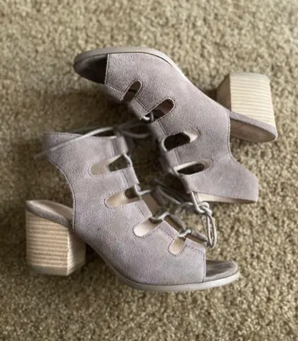 Sole Society Block Lace Up Suede Booties