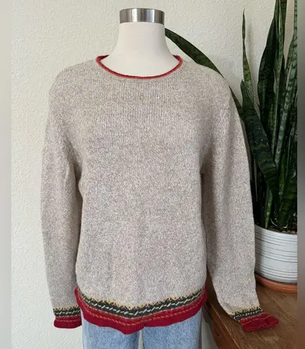Vintage Wool Blend Sweater Beige Knit Cozy Classic Style fall large Tan