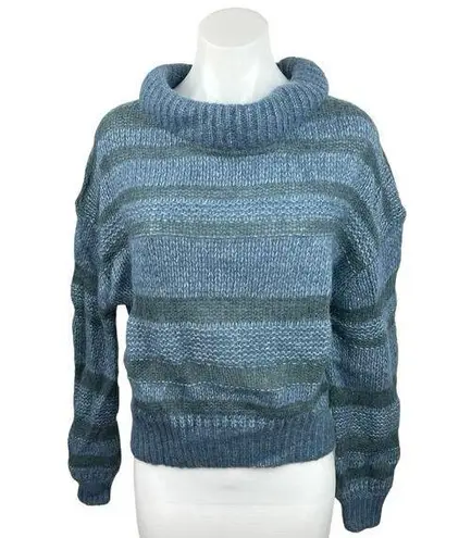 Everlane  Puff Blue Merino Wool Alpaca Striped Chunky Knit Pullover Sweater Sz XS