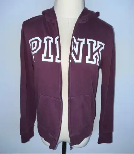 PINK - Victoria's Secret PINK VICTORIA’S SECRET Burgundy Maroon Wine Full Zip Hoodie Hooded Jacket XS