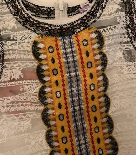 Chicwish white lace embroidered sheer tunic top / mini dress