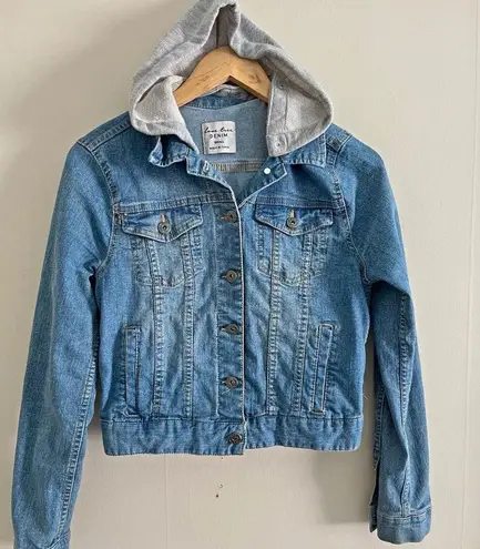 Love Tree  denim button jean jacket with hood casual