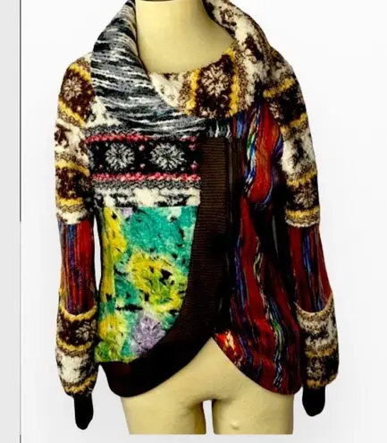 Adore Boho Artsy Patchwork Cowl Jacket Sz S