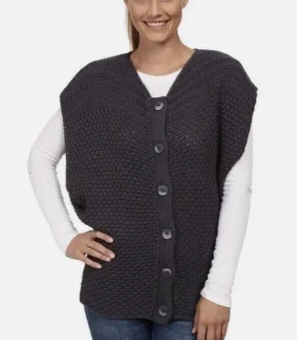 prAna Sweater Vest Estee Grey Chunky Large Button Organic Cotton size small