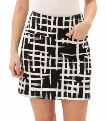 S.C. & Co. Women's Black Ivory Abstract Tummy Control Pocket Skort Skirt Sz XL