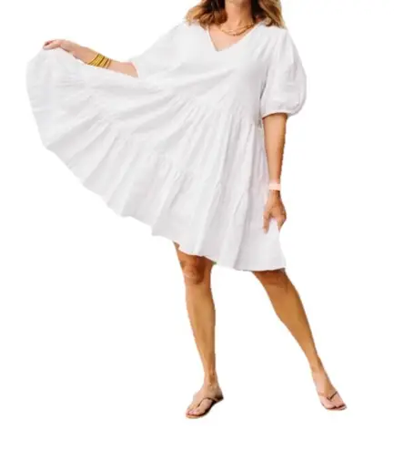 ana a news approach White Dress Cotton on tiered babydoll Size L Size L