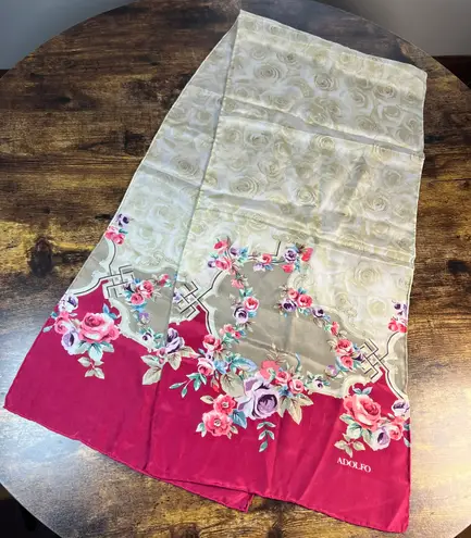 Adolfo VINTAGE: | ladies floral print silk scarf