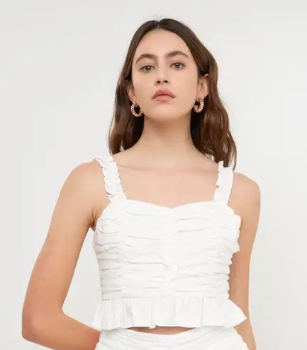 Endless Rose White Ruffle Crop Top