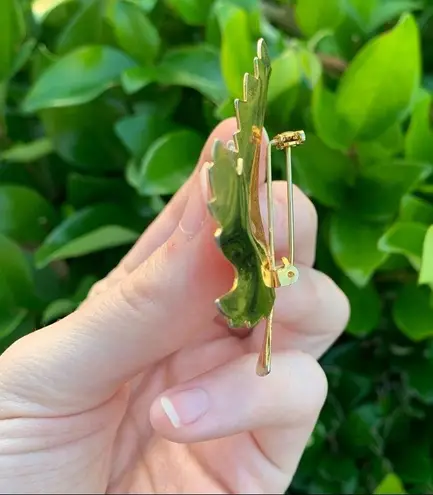 Vintage Gold, White, Neon Pink Ombré/Gradient Maple Leaf Brooch/Pin Gold