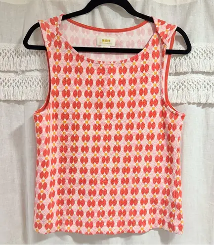 Maeve Anthropologie Pink Orange Geometric Mina Boatneck Mod Retro Tank