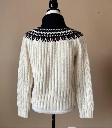 st. john's bay  | Cream Faire Isle Turtleneck Cable Knit Sweater Sz SP