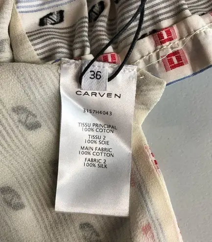 Carven Jacquard Printed Ruched Tank Top NWT size 4 Red White Blue