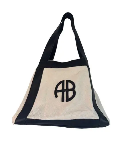 ANINE BING Cara Tote in Natural Canvas & Black Womens Bag Purse