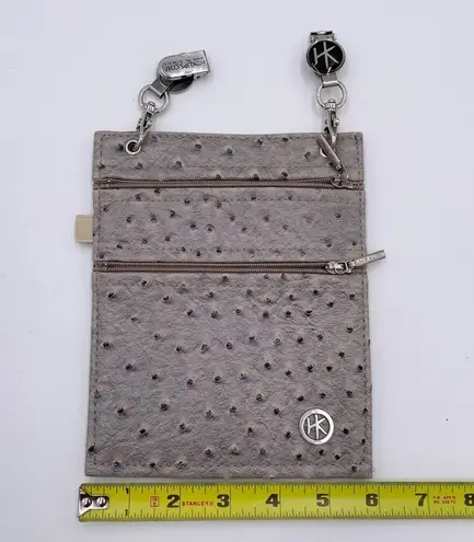 Hip Klips Clippable Pocket Vegan Faux Leather Ostrich Attachable Side Pocket Bag Gray