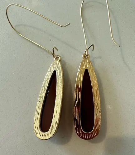Catherine Malandrino Sparkly Gold Framed Drop Earrings Set: Cream Peach Burgundy