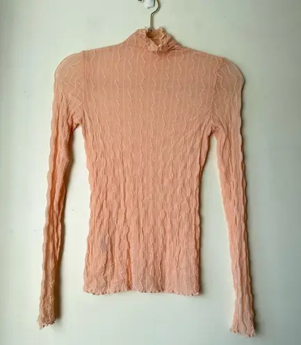 Find Me Now Second Skin Ross Blush Pink Mock Neck Sheer Long Sleeve Top S