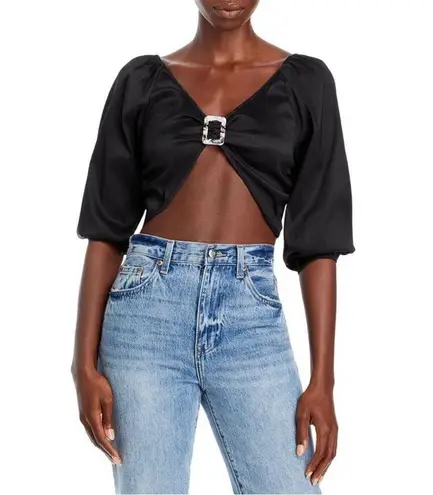 hosbjerg elora tie back buckle crop top Black Size 4