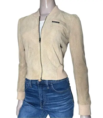 Members Only Vintage Women’s Size S Tan Perforated Suede Full Zip Jacket