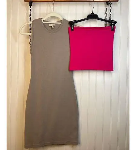 Wilfred Free & Babaton Strapless Top & Sleeveless Mini Tank Dress Bundle Sz XS Gray