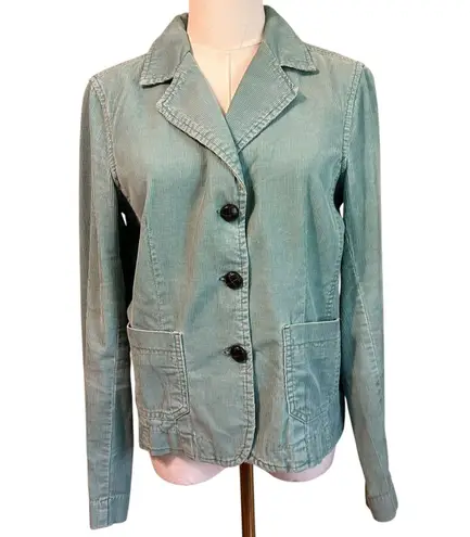 Mossimo Women's Corduroy SZ L Blazer Jacket Cotton 3 Button Teal Collar Preppy Green Size L