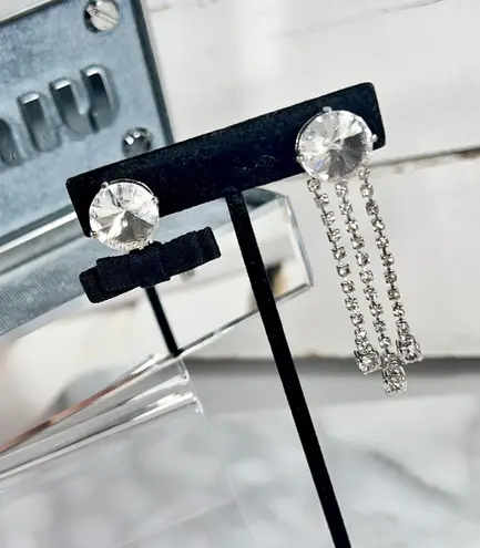 Miu Miu Swarovski Crystal & Bow Mis-Matched Clip-On Earrings
