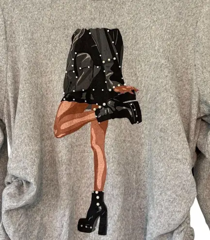 Love & Lace Super Soft High Heel Novelty Print Side Cinched Seeater, Sz XL Gray