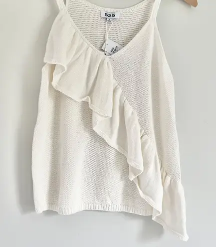 525 America NWT Ruffle Front Knit Tank Top Cream White Women’s Size Medium