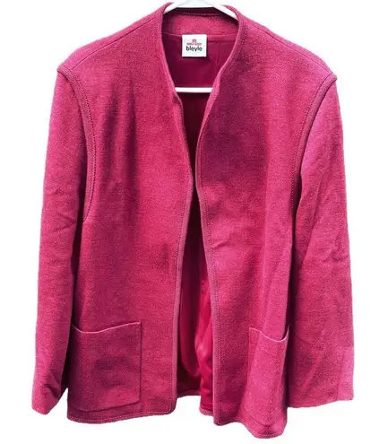 Vintage Bleyle size 14 wool dusty rose open blazer jacket . Red